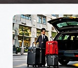 Passenger luggage and Click Taxi airport transfer vehicle